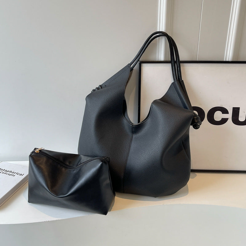 Pleated  Large Shoulder Tote Bag