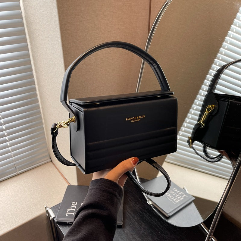 Striped Letter Textured Hard Shell  Crossbody Bag