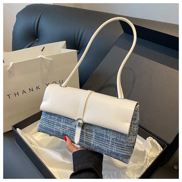 Denim Stitching Small Square Work Shoulder Bag
