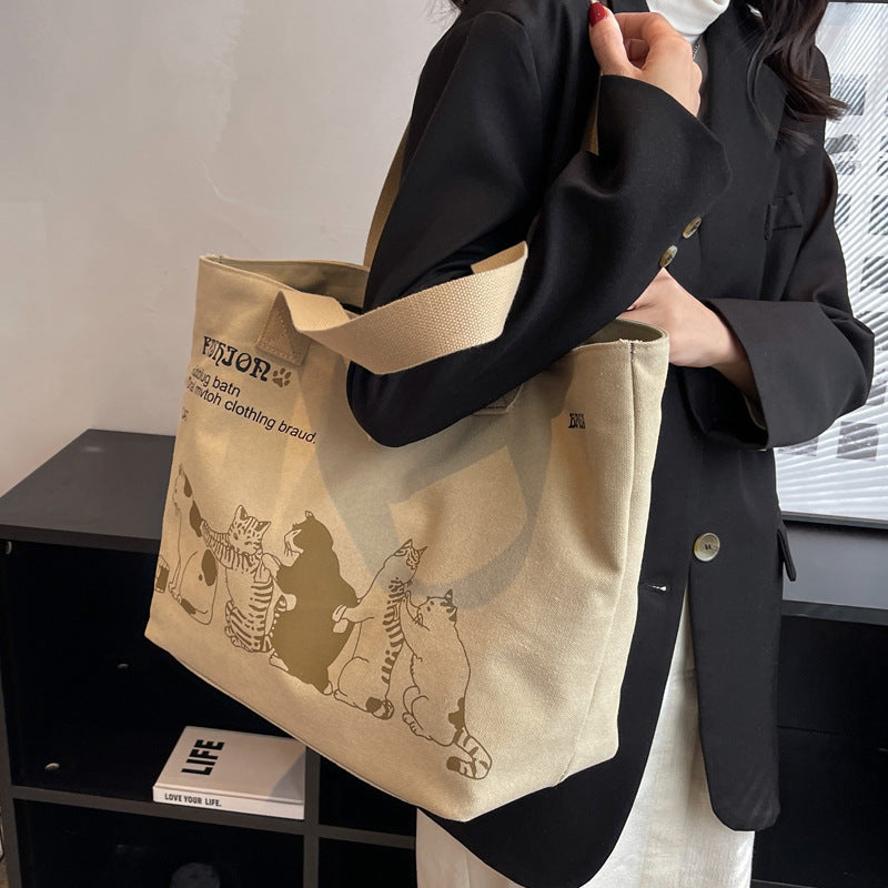 Leisure Large Capacity Canvas Student Tote Bag