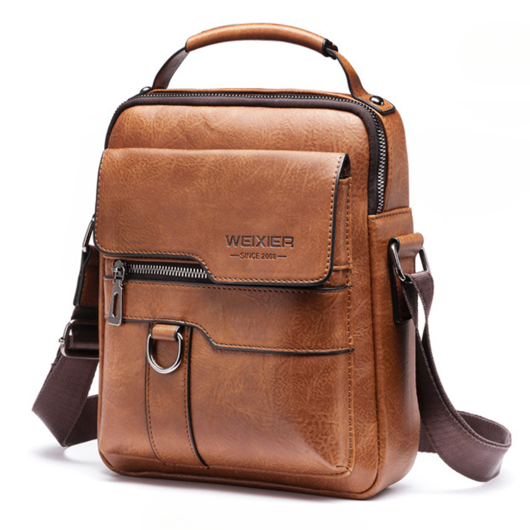 PU Leather Men's Retro Vertical Business Crossbody