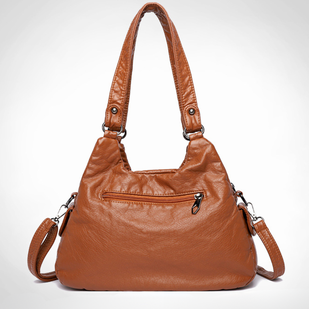 Washed Leather Street Style  Mom Shoulder Bag