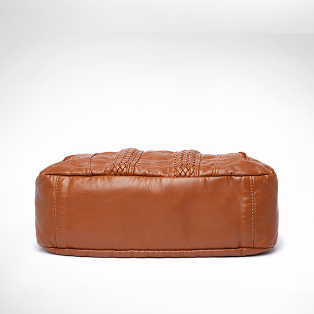 Washed Leather Street Style  Mom Shoulder Bag