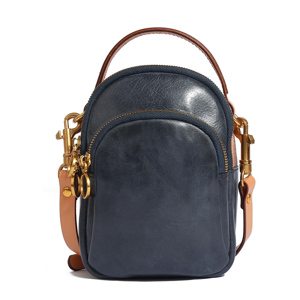 Retro Vegetable-Tanned Faux Leather Crossbody Shoulder Bag