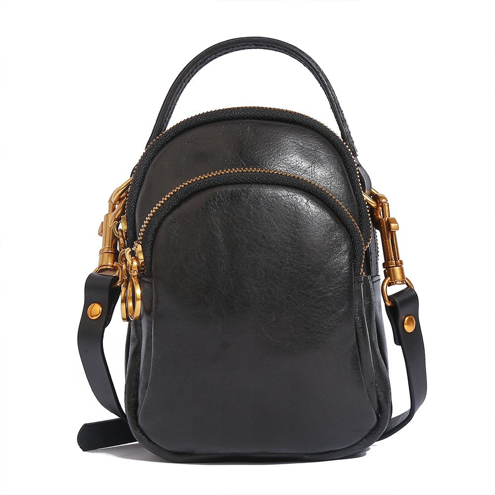 Retro Vegetable-Tanned Faux Leather Crossbody Shoulder Bag