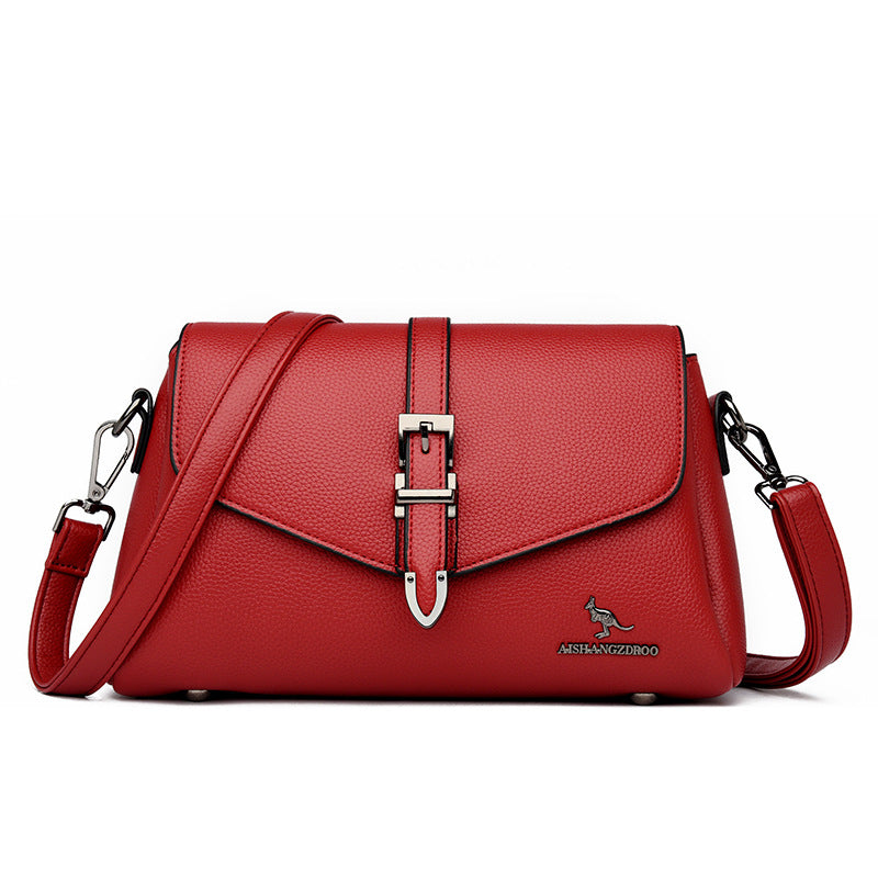 Elegant Genuine Leather Lock Crossbody Bag