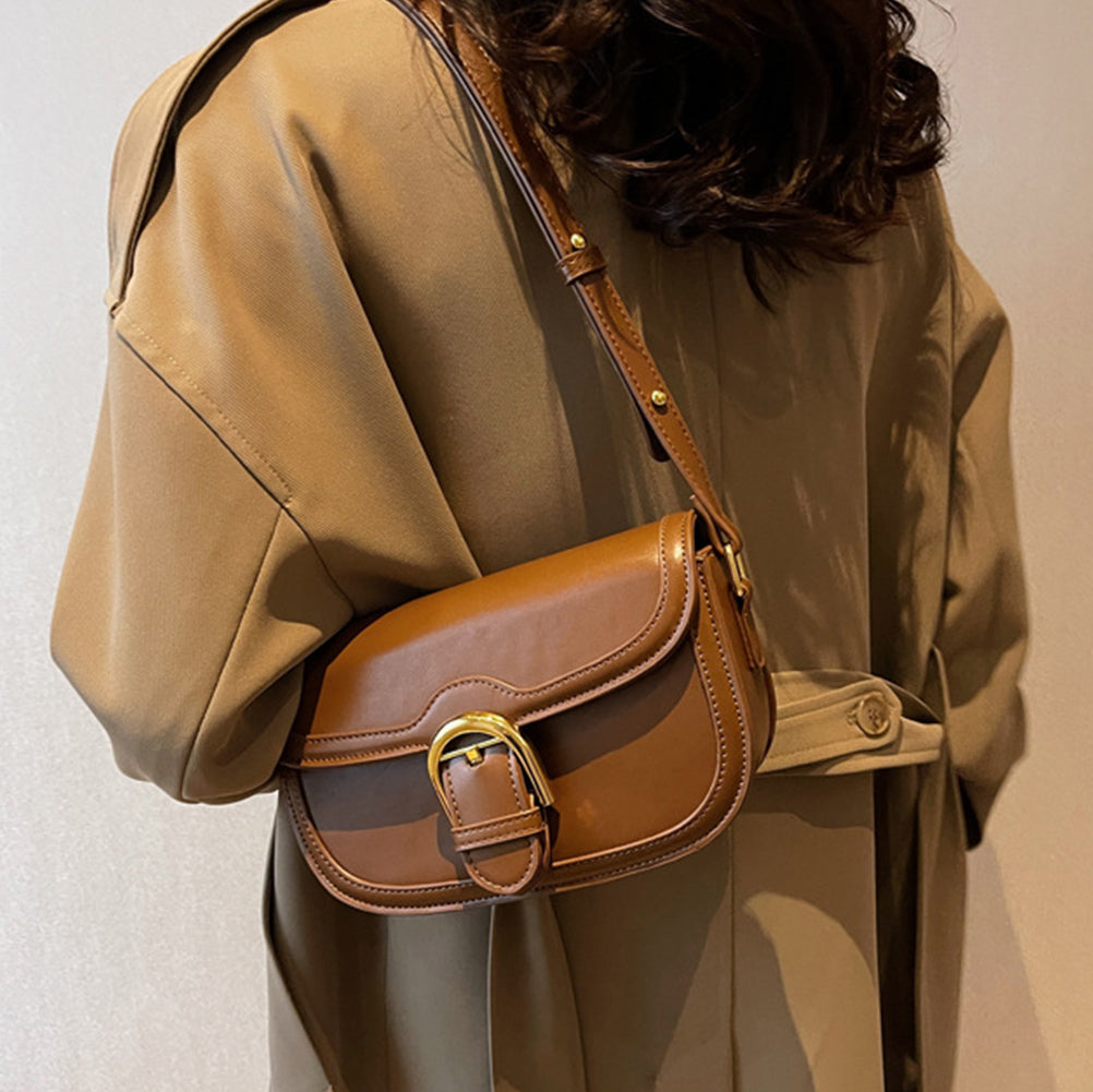 Contrast Color Polyester Underarm Saddle Shoulder Bag