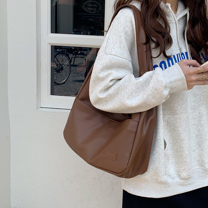 Retro Casual PU Leather Large Capacity Commuter Shoulder Bag
