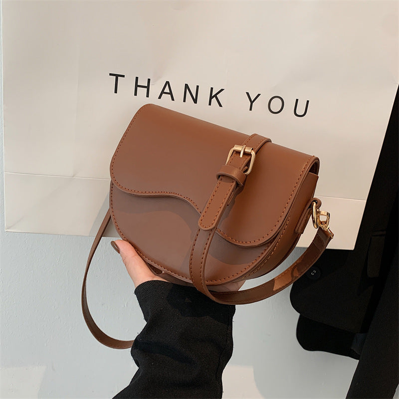 Retro Autumn PU Leather Saddle Crossbody Bag