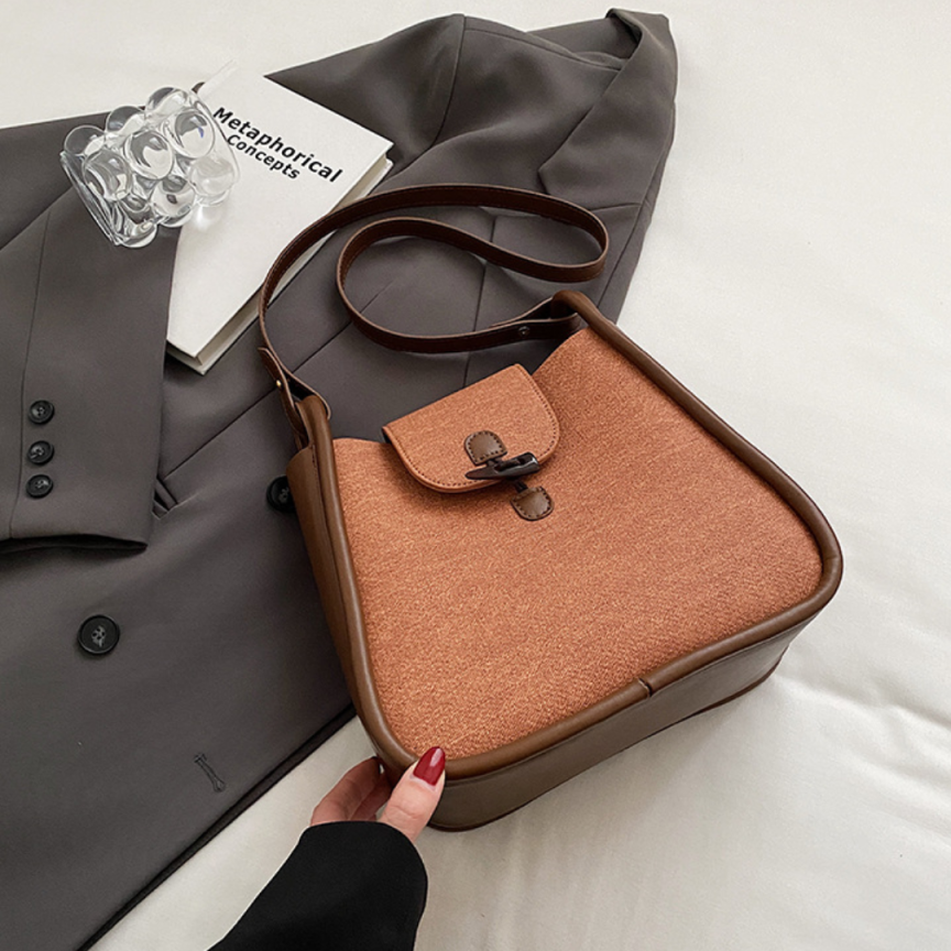 French Contrast Stitch  Bucket Shoulder Messenger Bag
