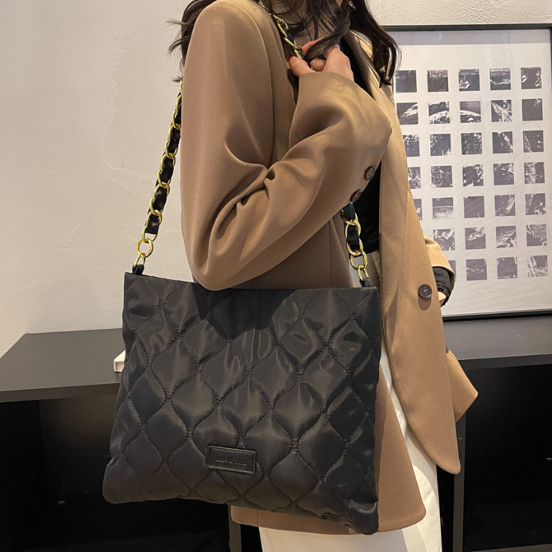 Fashion Nylon Bucket Shoulder Bag with Chain Strap