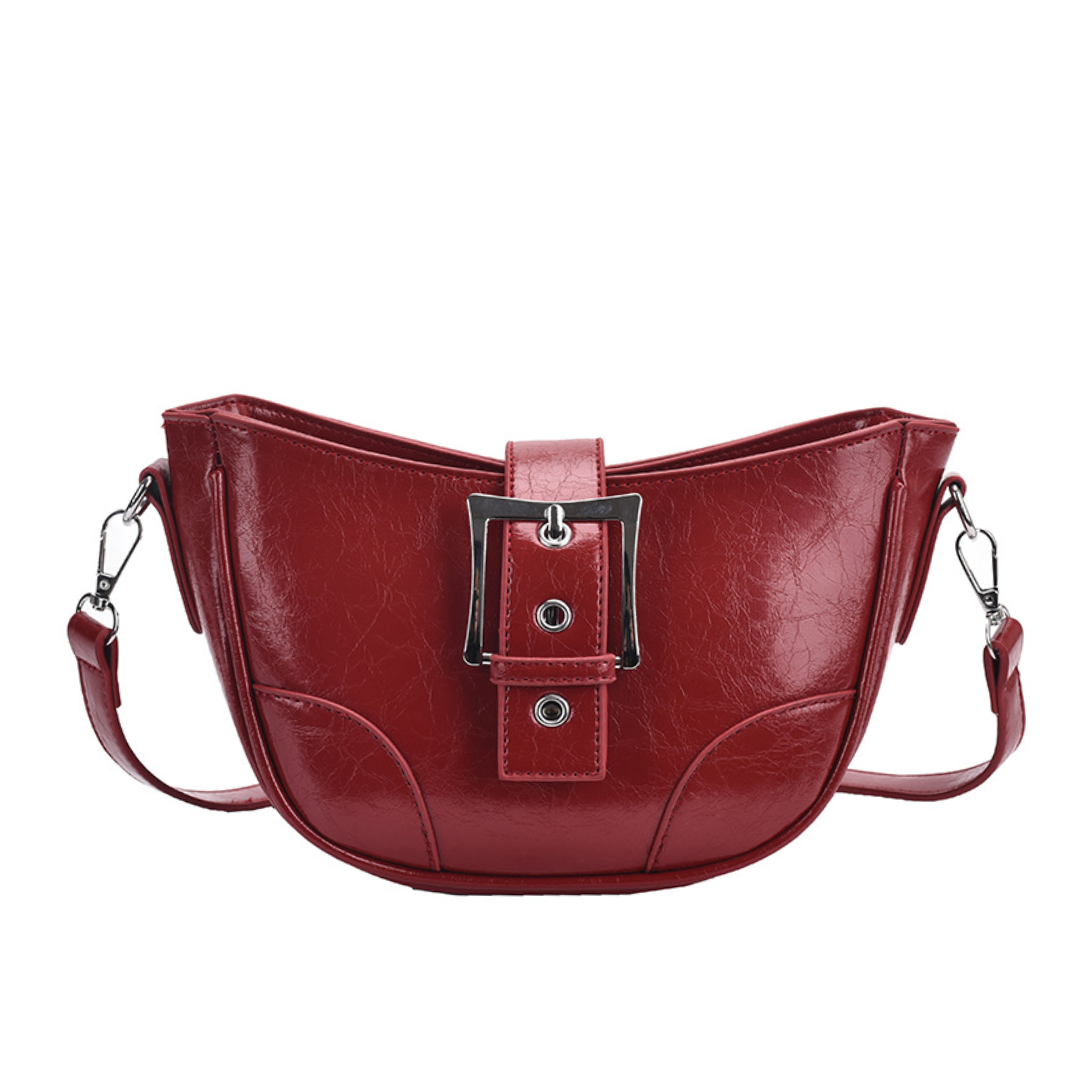 Waxed Faux Leather Retro Saddle Crossbody Messenger Bag