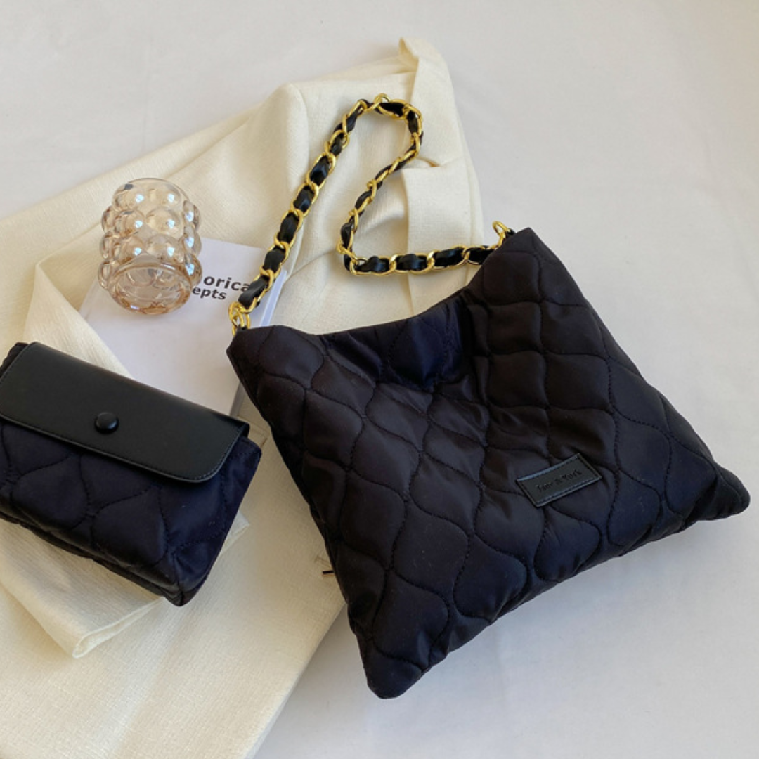 Fashion Nylon Bucket Shoulder Bag with Chain Strap