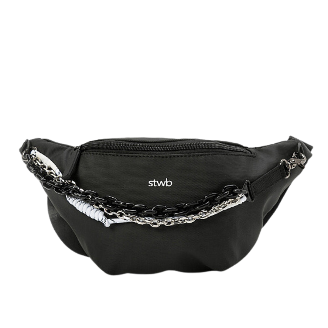 Geometric Chain Canvas Waist Crossbody Bag for Women