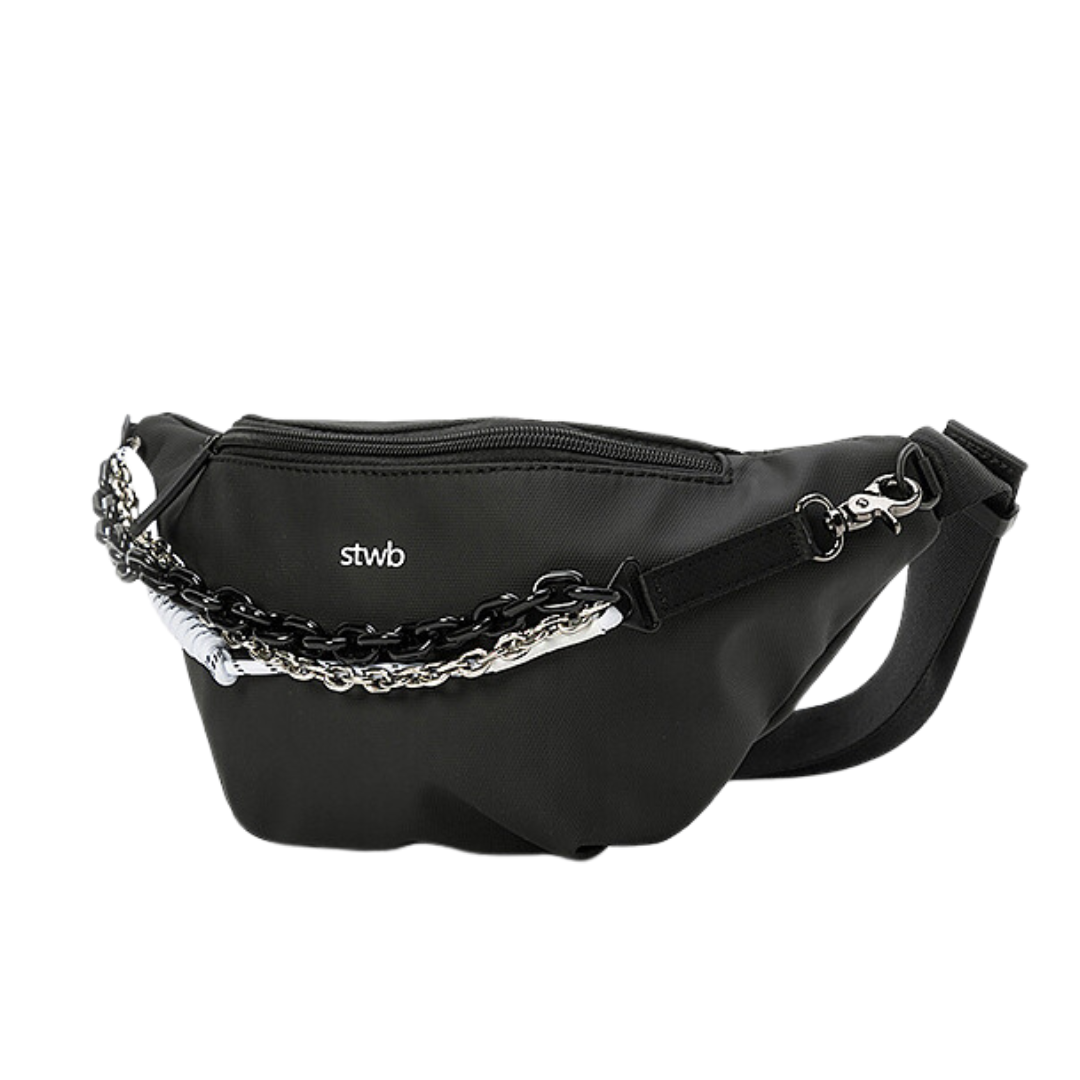 Geometric Chain Canvas Waist Crossbody Bag for Women