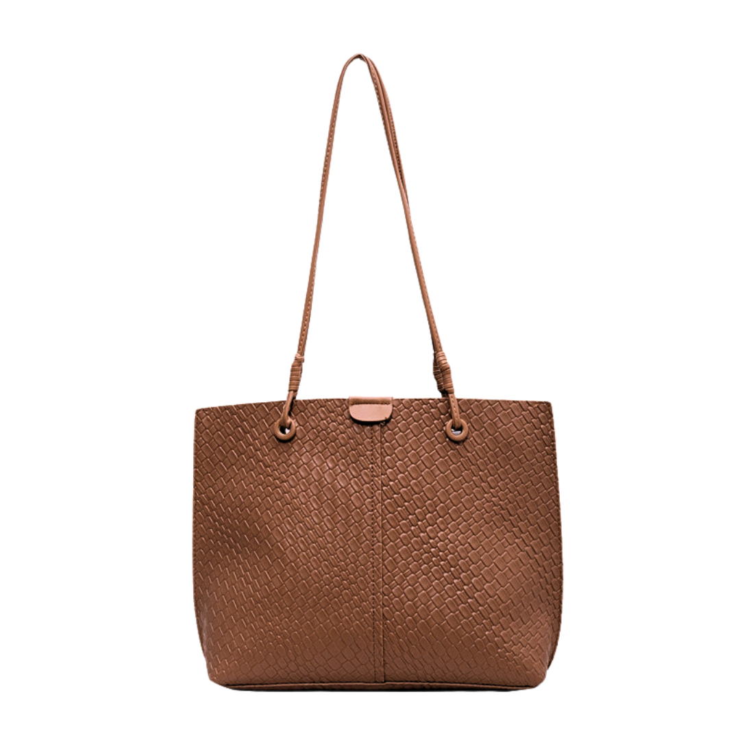 Retro  Diamond Pattern Large Shoulder Tote