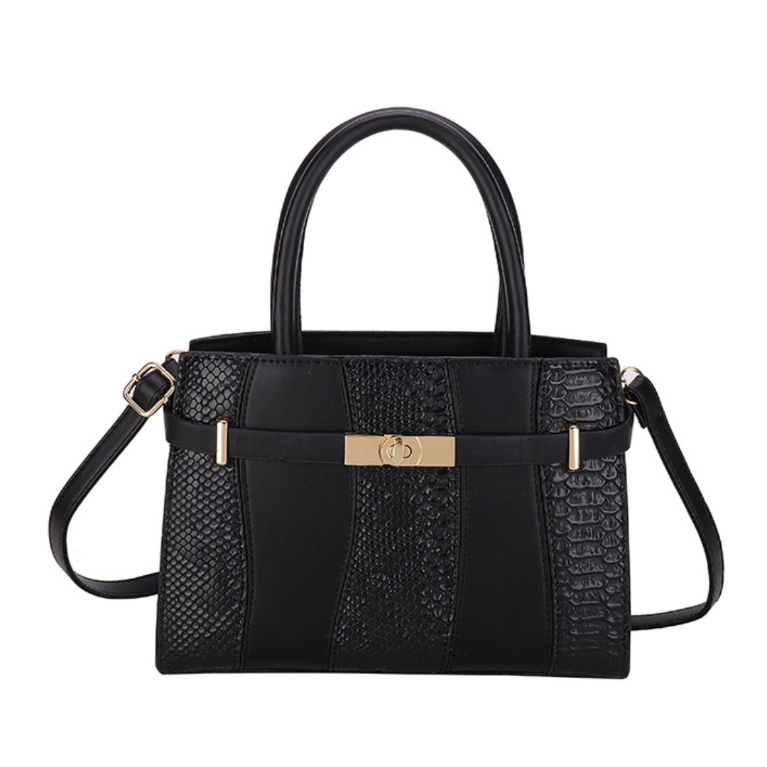 Contrast Stitch  Snakeskin Kelly Style Handbag