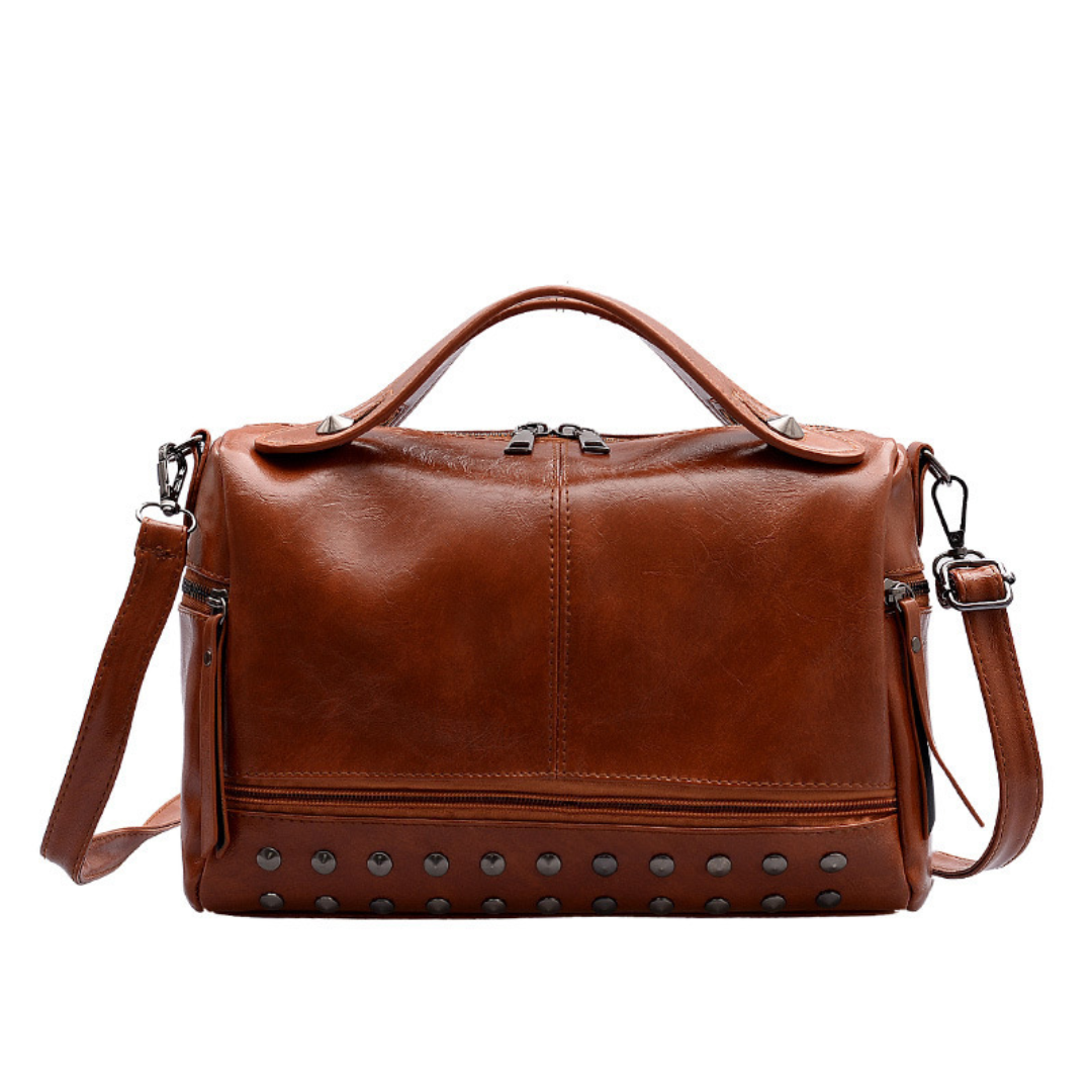 Soft PU Leather One-Shoulder Boston Style Crossbody Bag
