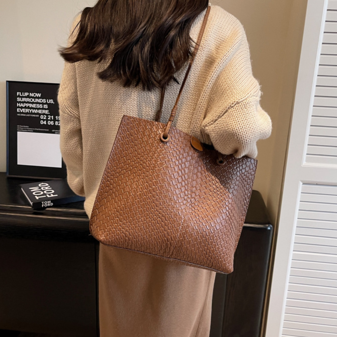 Retro  Diamond Pattern Large Shoulder Tote