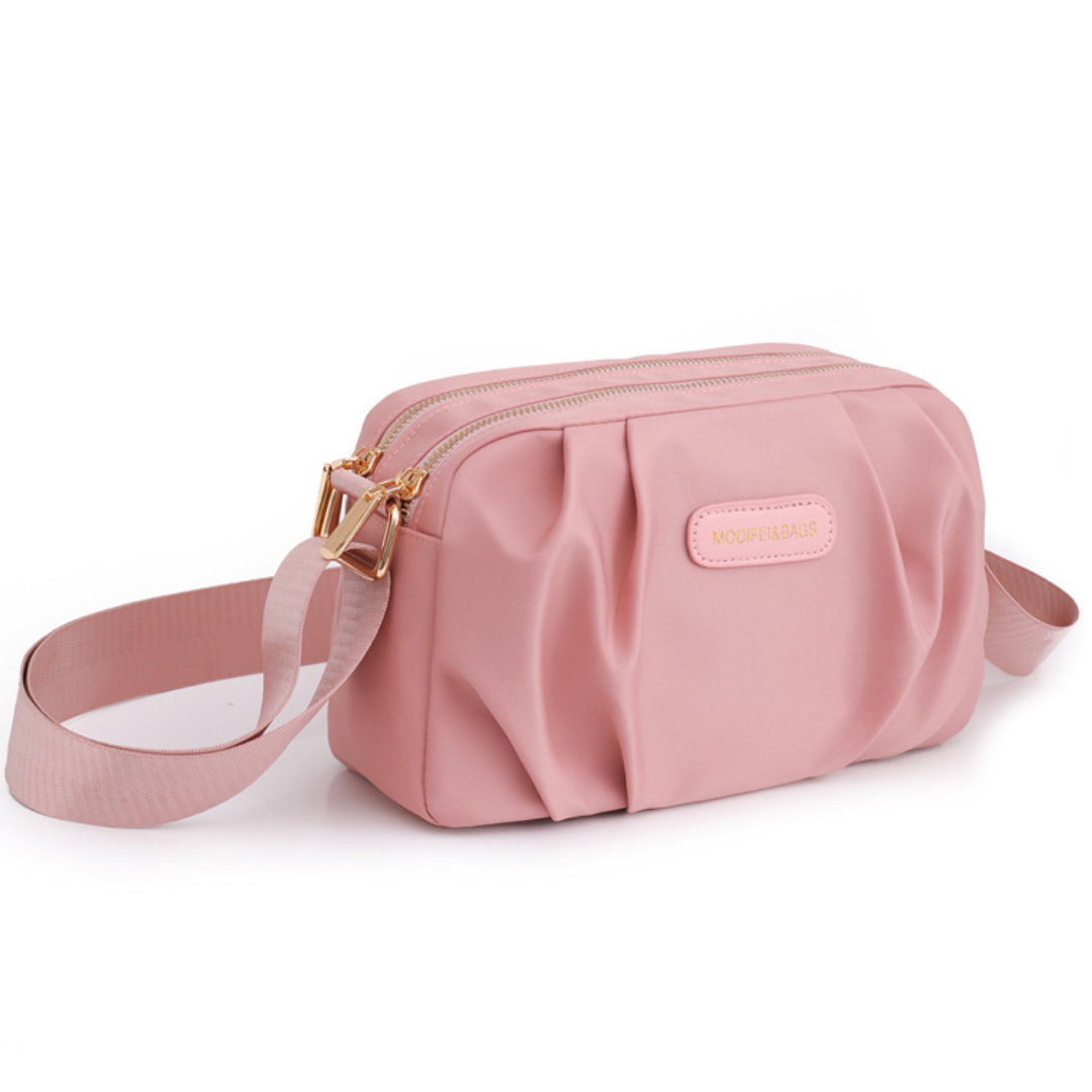 Pleated Nylon Oxford Large Capacity Crossbody Bag