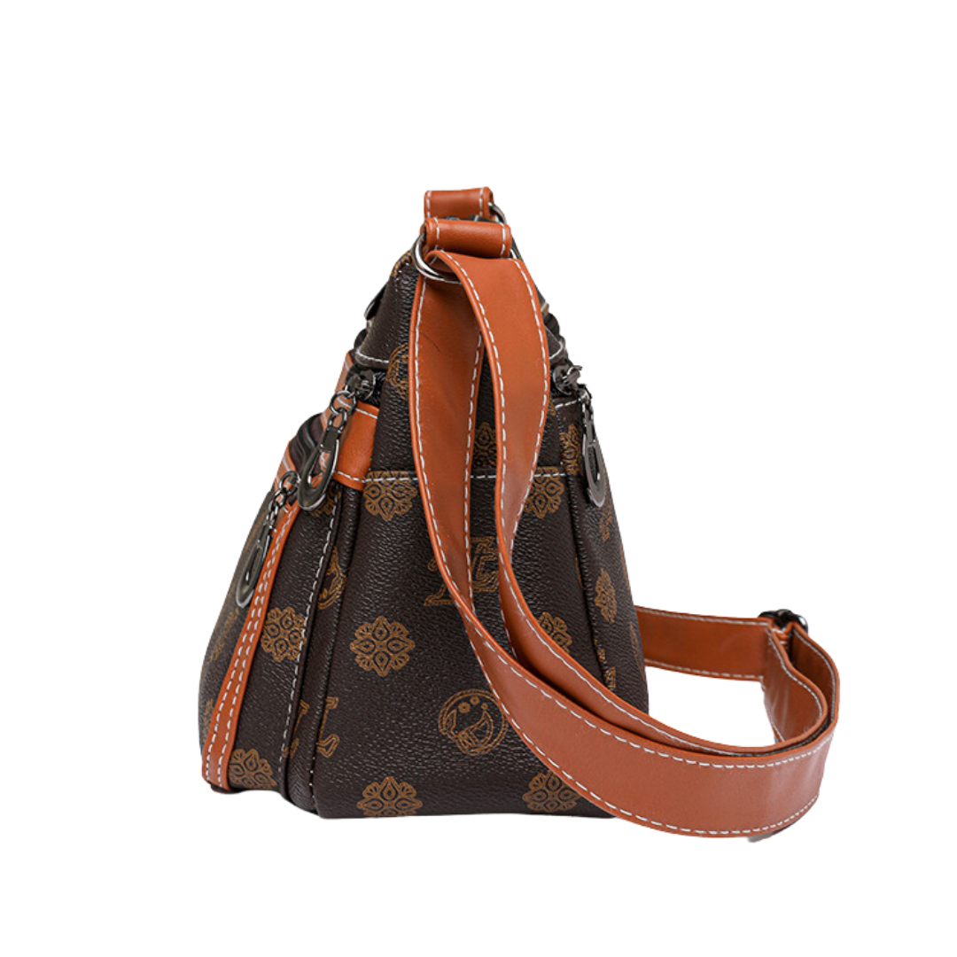 Retro  Printed Multi-Zip Small Square Messenger