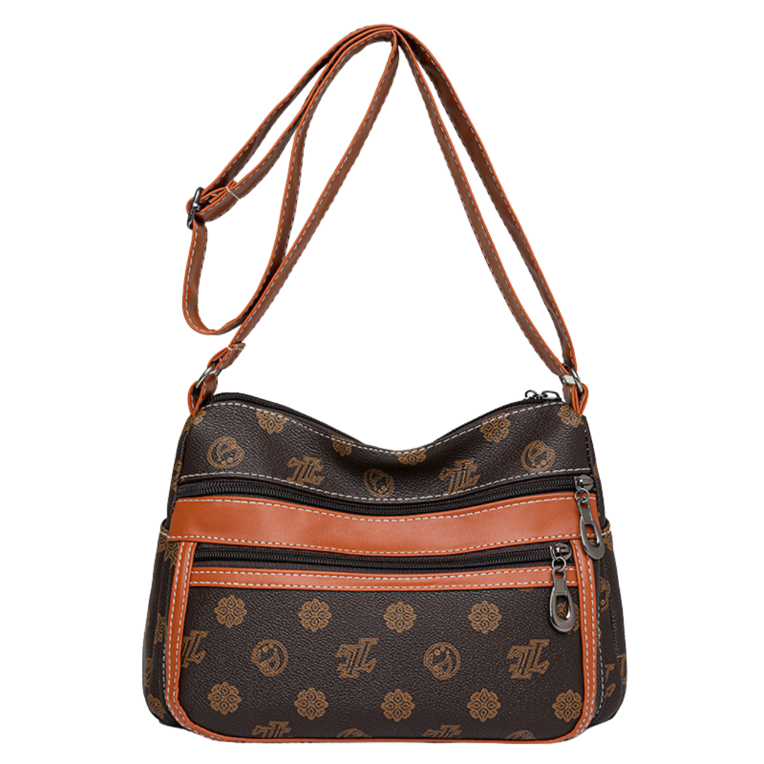 Retro  Printed Multi-Zip Small Square Messenger