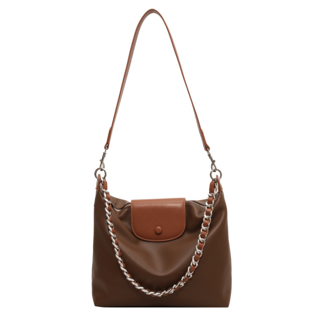 Retro  Pleated Chain Shoulder Commuting Tote Bag