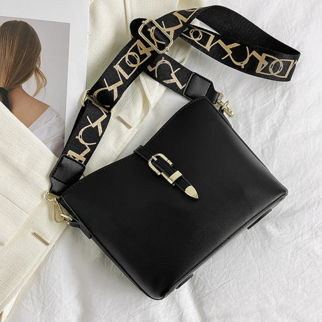 Textured Wide Band Bucket Crossbody Bag