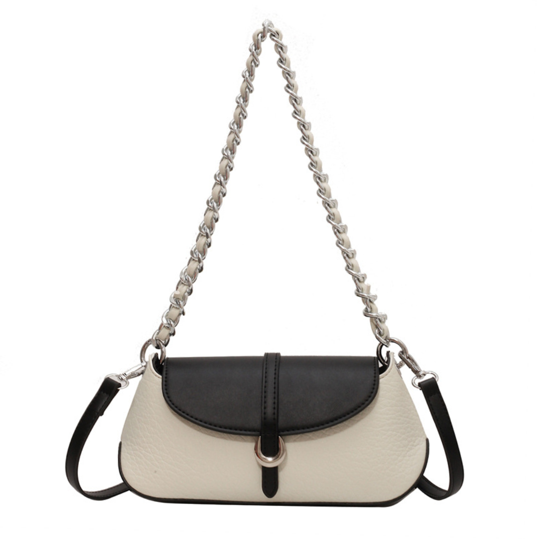 French Niche Chain Underarm Contrast  Baguette Bag