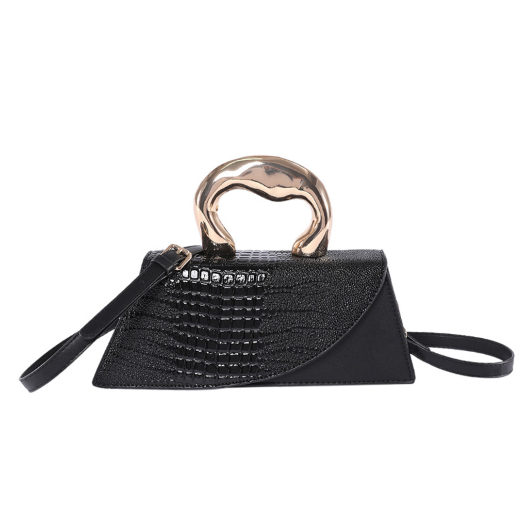 Crocodile Pattern Patent Leather  Crossbody Bag