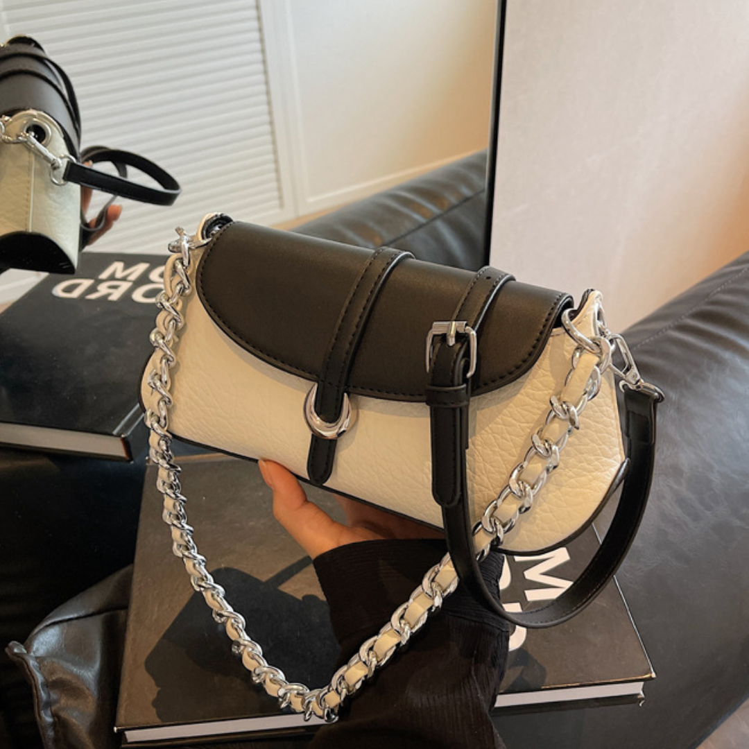 French Niche Chain Underarm Contrast  Baguette Bag