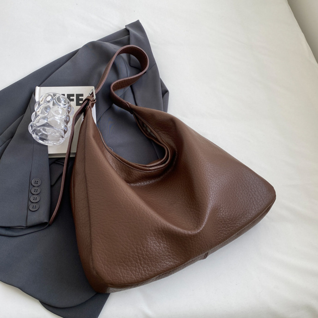 Soft Leather  Textured Casual Shoulder Tote Bag