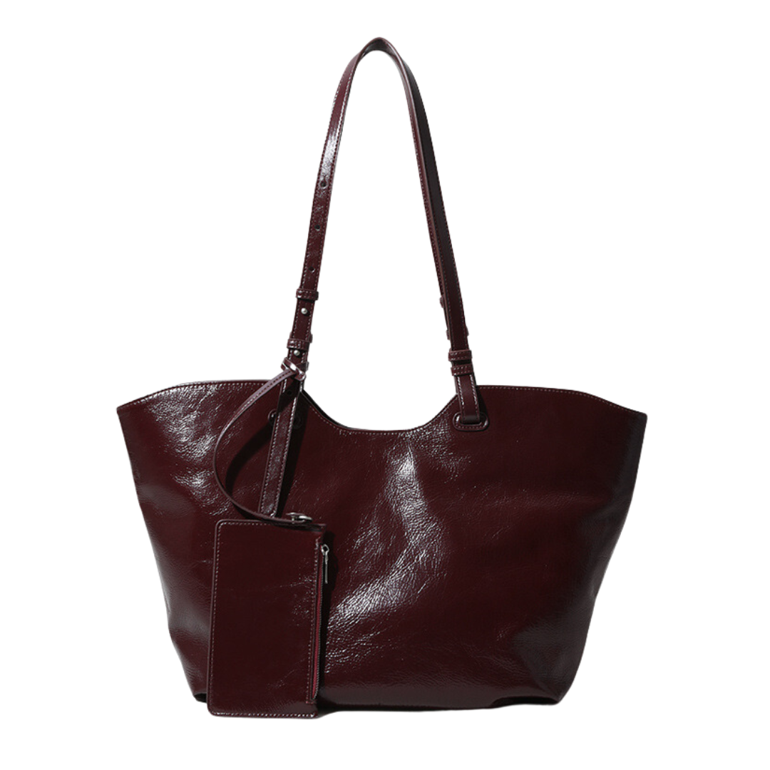 First Layer Cowhide Genuine Leather Commuter Tote Bag