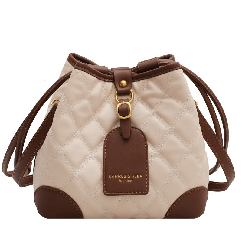 Stylish Embroidered PU Leather Bucket Crossbody Bag