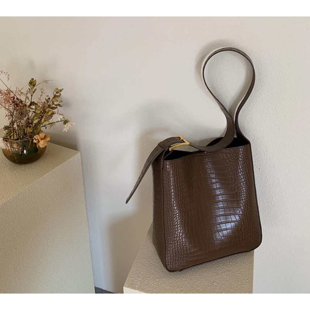 Style Crocodile Pattern  Bucket Crossbody Bag