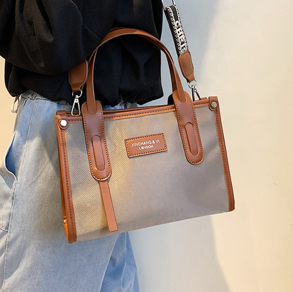 Retro Oxford Cloth  Contrast Color Shoulder Tote