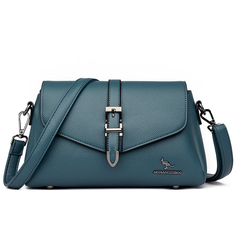 Elegant Genuine Leather Lock Crossbody Bag