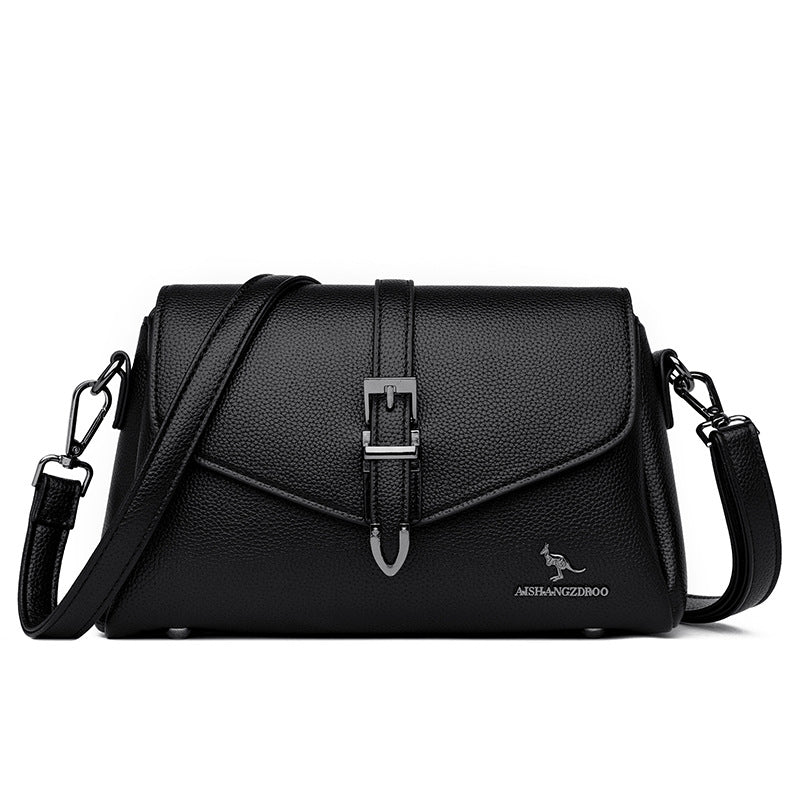 Elegant Genuine Leather Lock Crossbody Bag