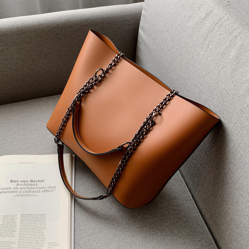Retro Temperament Large PU Leather Tote Handbag